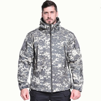 Veste tactique softshell femme à capuche, doublée polaire, camouflage ou unie