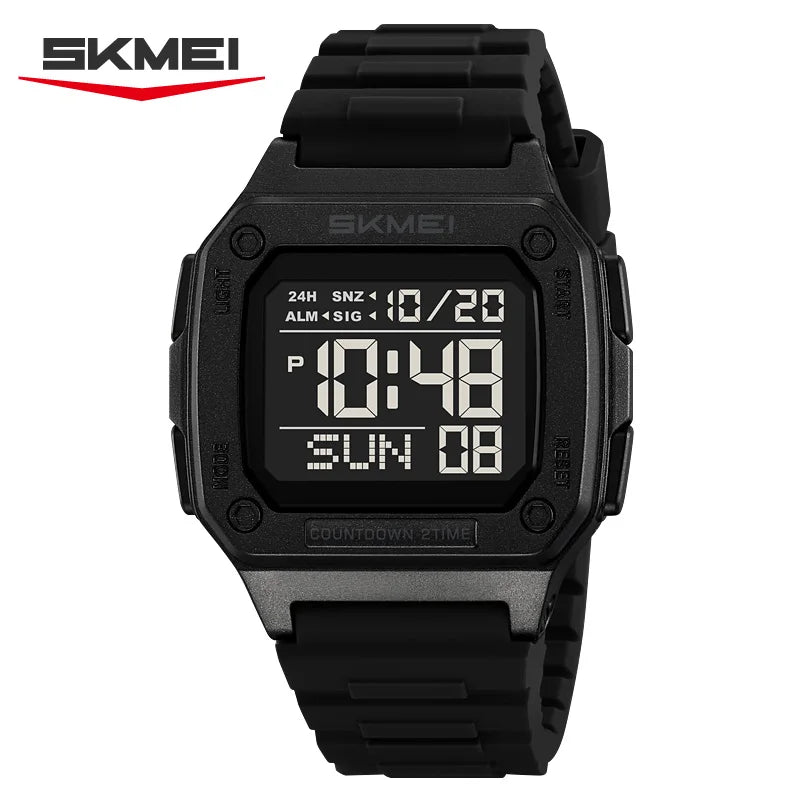 Montre digitale homme sport avec alarme et LED