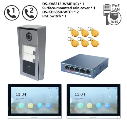 Kit Interphone Vidéo IP HIKVISION DS-KV8113-WME1(C) + DS-KH6350-WTE1 + Switch PoE - BLACKBEARD OUTDOOR INDUSTRIES