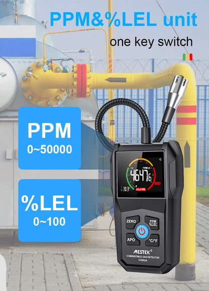Détecteur de Fuite de Gaz Inflammable – Analyseur de Gaz Naturel, LPG, Méthane, Alcool (50000 PPM/LEL%) avec Sonde Flexible - BLACKBEARD OUTDOOR INDUSTRIES