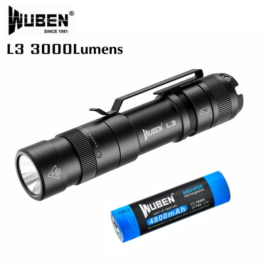 WUBEN L3 – Lampe de Poche EDC 3000lm + Power Bank 4800mAh – IP68