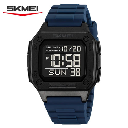 Montre digitale homme sport avec alarme et LED