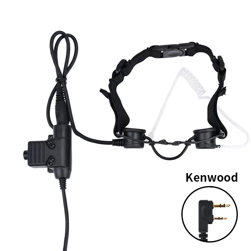 Microphone Laryngophone Tactique WADSN pour Radio Kenwood, BaoFeng UV-5R, UV-5X, UV-82 avec PTT U94 BLACKBEARD OUTDOOR INDUSTRIES