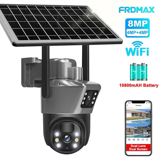 Caméra de Surveillance Solaire 4K WiFi 8MP – Sécurité Extérieure Sans Fil avec Double Objectif et Contrôle PTZ Ma boutique