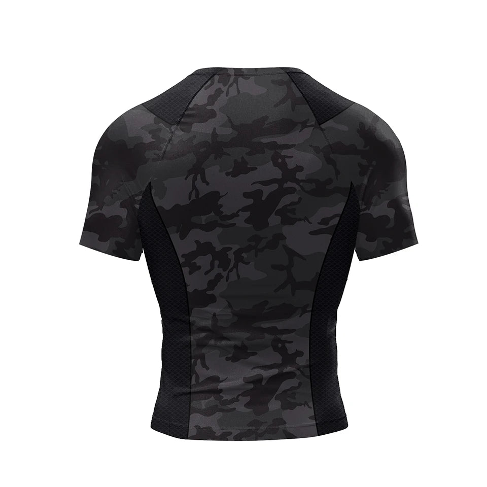 Ensemble T-shirt Rashguard Jiu Jitsu No Gi + Shorts MMA – Compression et Confort pour Hommes, Idéal pour Boxe, Jiu Jitsu, Kickboxing, Muay Thai - BLACKBEARD OUTDOOR INDUSTRIES