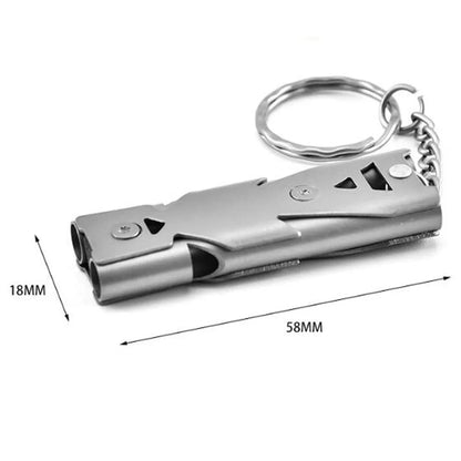 Sifflet de Survie Double Tube 180 dB — Acier Inoxydable Porte-Clés Urgence Outdoor - BLACKBEARD OUTDOOR INDUSTRIES