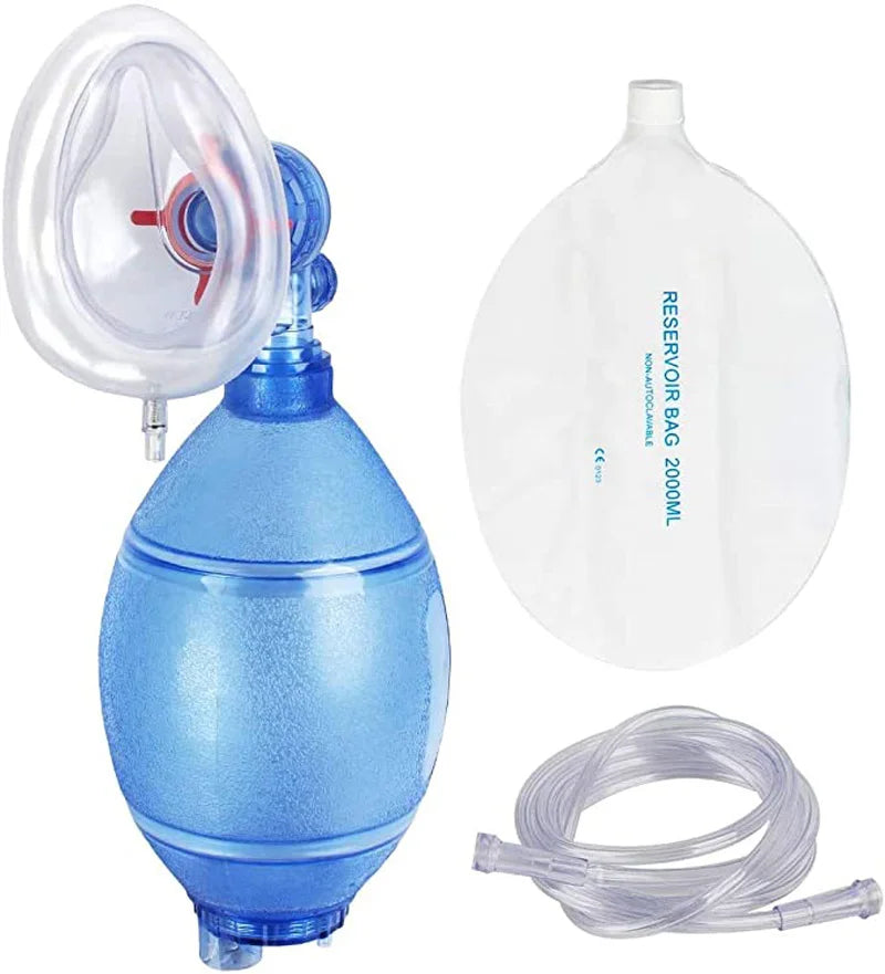 Ballon de Réanimation Manuel PVC – Ambu Bag Adulte, Enfant, Nourrisson avec Masque et Tube Oxygène