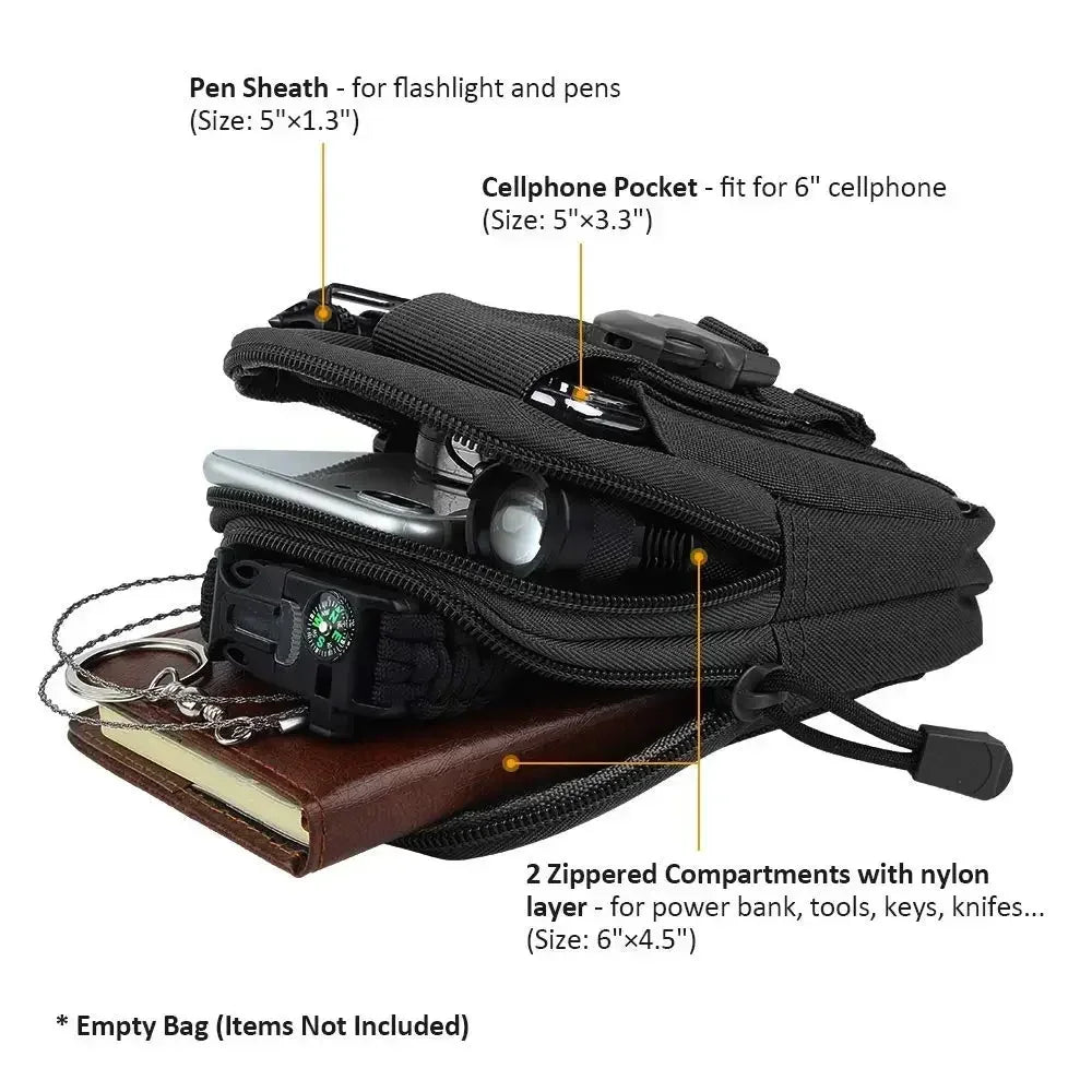 Pochette EDC tactique MOLLE pour téléphone et accessoires