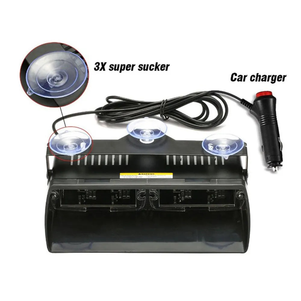 Feux Stroboscopiques LED Police – Barre Lumineuse d'Urgence 16 LED Pare-Brise 12V | 18 Modes Flash - BLACKBEARD OUTDOOR INDUSTRIES