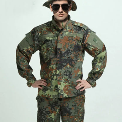 Ensemble treillis Flecktarn, veste et pantalon tactiques