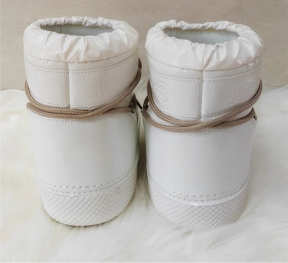 Bottines de neige brillantes femme à lacets