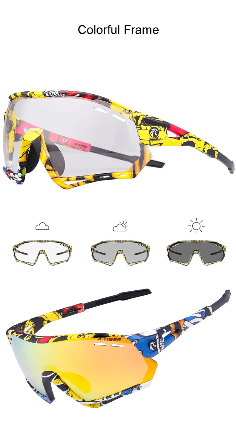 X-TIGER Lunettes de Cyclisme 5 Verres – UV400, Polarisées – Pour Vélo, Running, Pêche & Sports Extérieurs - BLACKBEARD OUTDOOR INDUSTRIES