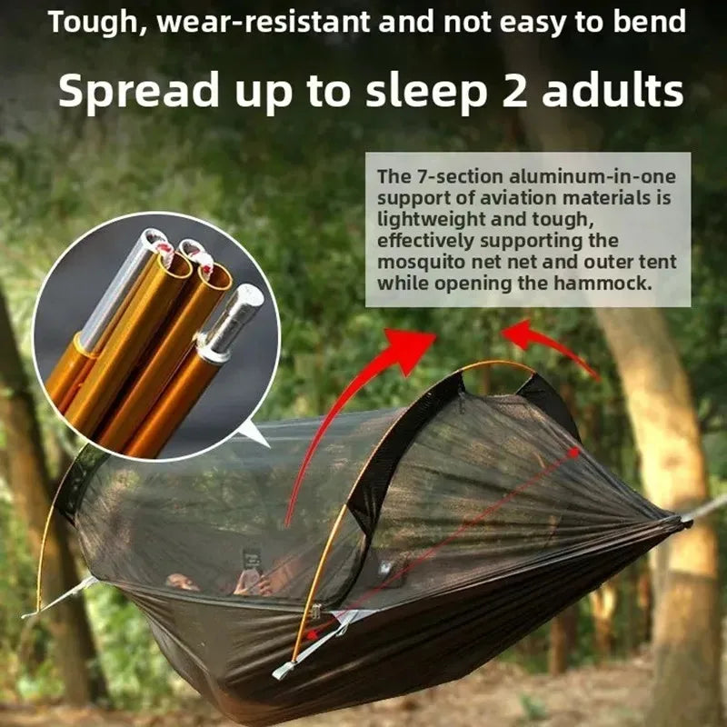 Hamac Tente Double Pâle Anti-Moustiques Imperméable – Nylon 70D, Charge 200 kg | Camping, Randonnée, Bivouac | 5 Coloris