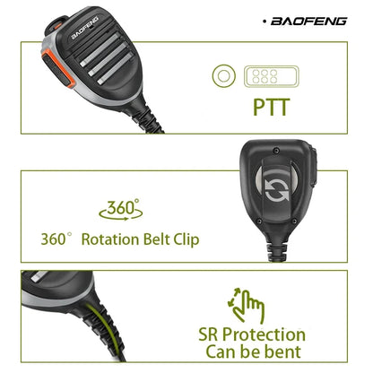 Baofeng BF-780 PTT Microphone à Distance pour Radio Walkie Talkie – Résistant à l'Eau pour Modèles UV-25L, M-5R, Quansheng UV-K5, UV-K6 et plus - BLACKBEARD OUTDOOR INDUSTRIES