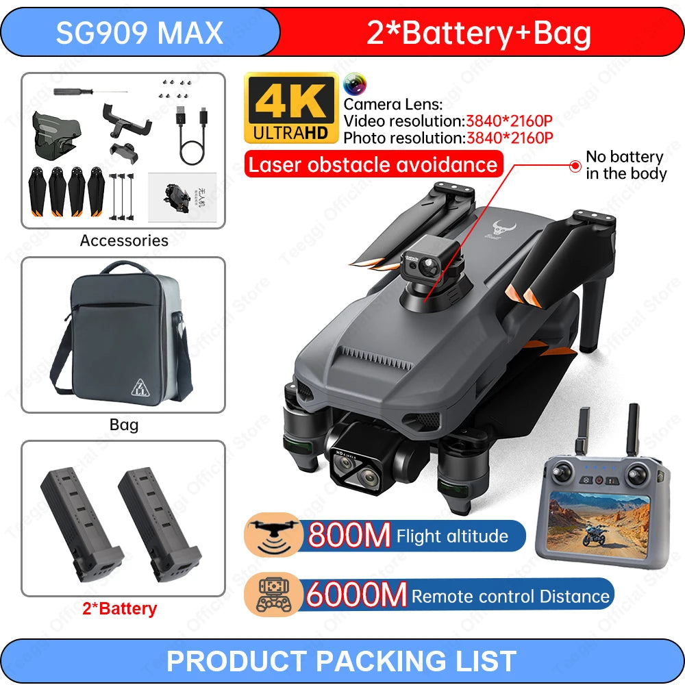 Teeggi SG909 MAX – Drone GPS 4K | 360° | Gimbal 3 Axes | Portée 6 km | +30 min - BLACKBEARD OUTDOOR INDUSTRIES