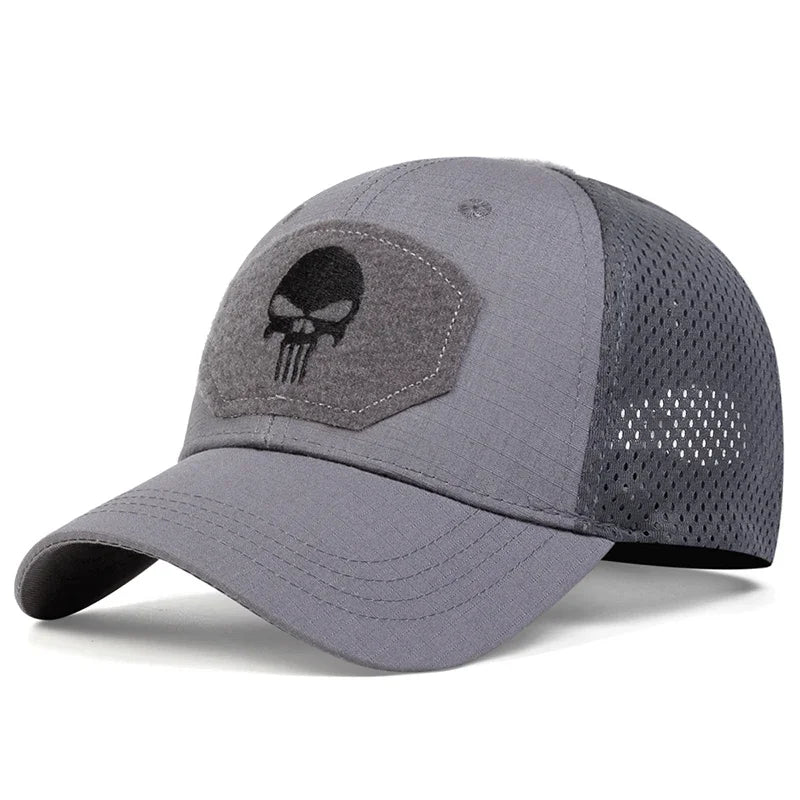Casquette Baseball Skull Brodée – Camouflage & Uni Réglable Respirante Unisexe Outdoor