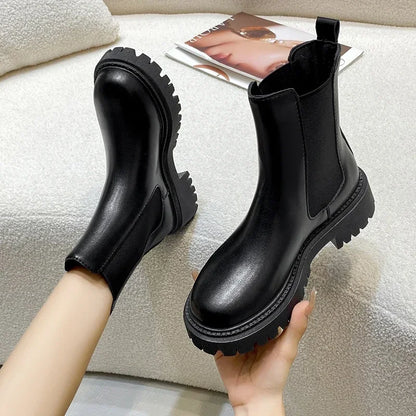 Bottines Femme Semelle Épaisse – Bottes Courtes Imperméables Automne Hiver | Confort & Style