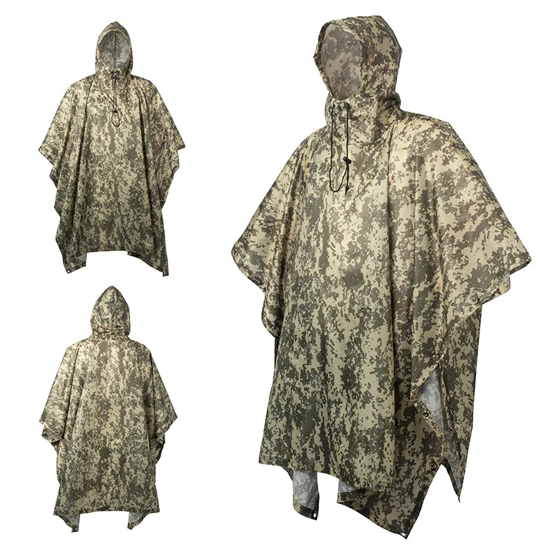 Poncho de Pluie Tactique Militaire - Imperméable, Polyvalent, avec Capuche Ajustable et Sac de Rangement BLACKBEARD OUTDOOR INDUSTRIES