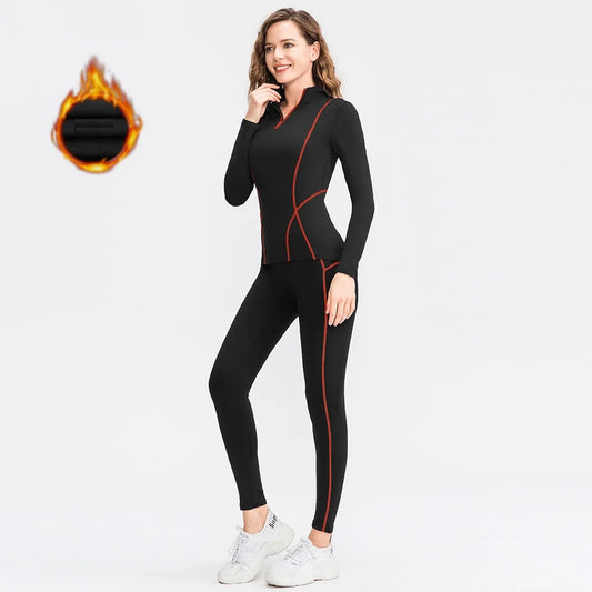 Sous-Vêtements Thermiques Femme Col Montant – Set Polaire Fine Gainant Hiver