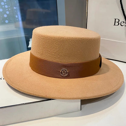 Chapeau fedora femme à bord plat et ruban