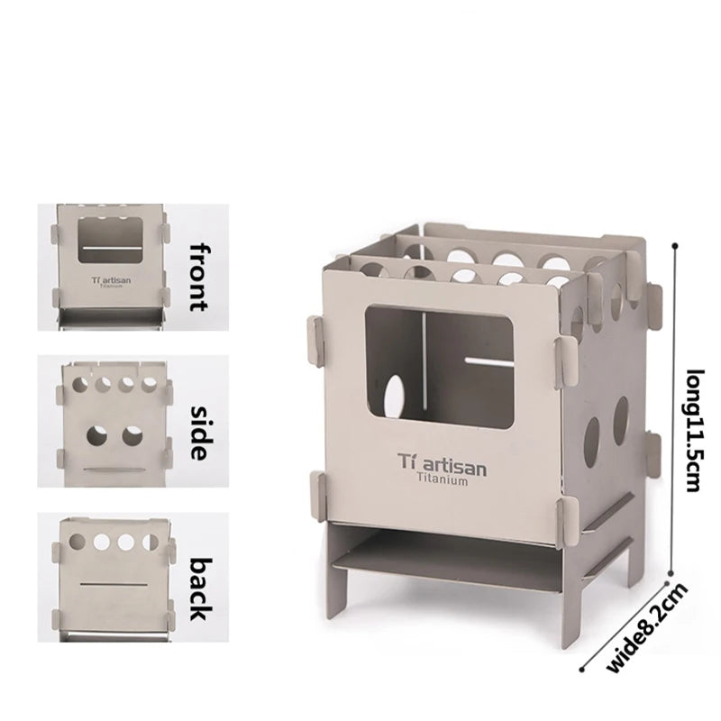 Réchaud à bois pliable en titane WS013T – Environ 126 g