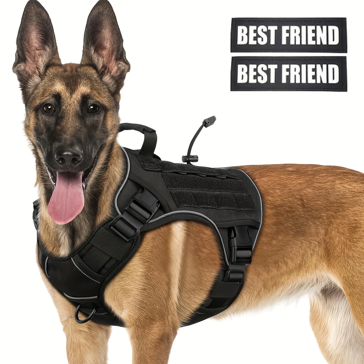 Gilet Harnais Grand Chien Réfléchissant – Vest K9 Ajustable avec Poignée