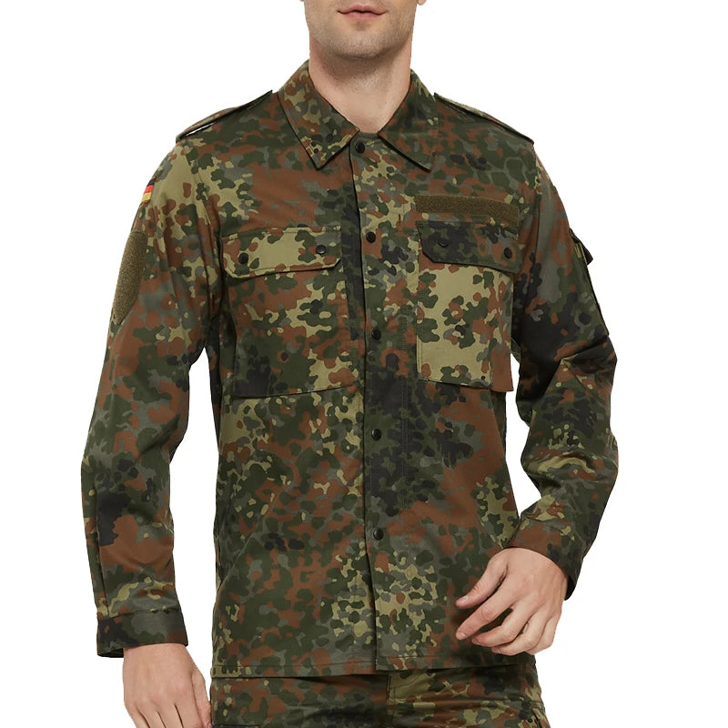 Veste tactique homme camouflage Flecktarn, style BDU