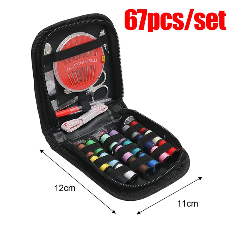 Kit de couture portable 172/128/67/27 pièces avec fils, aiguilles, ciseaux, mètre ruban, boutons et sac de rangement