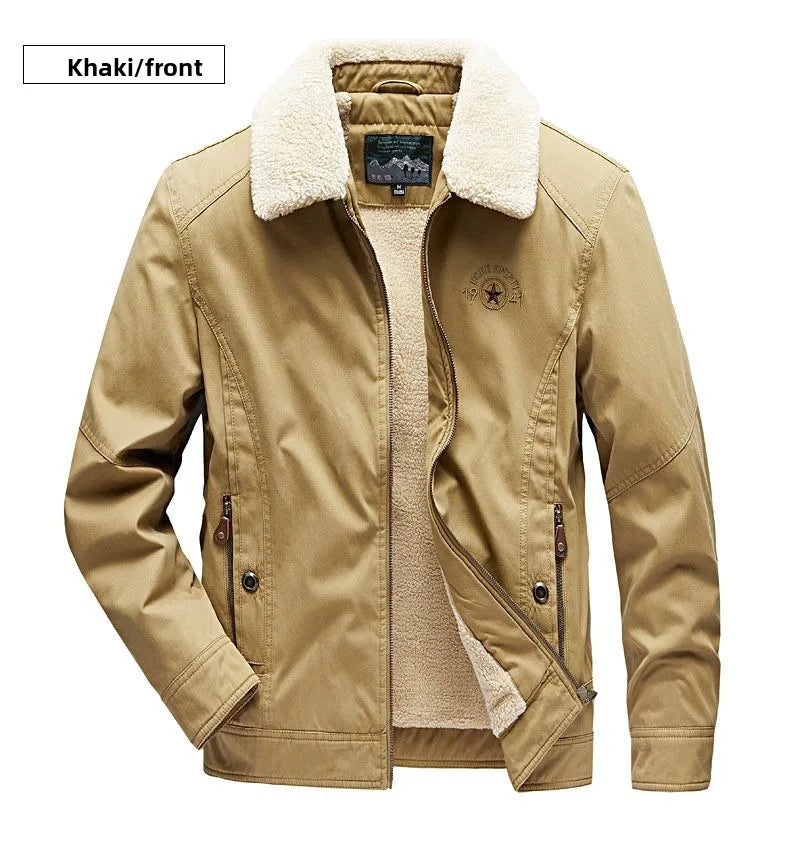 Autumn Winter Men's Cotton Thick Warm Fleece Jackets Stand Collar Fleece Lined Outdoor Workwear Warm Casual Style New Arrival BLACKBEARD OUTDOOR INDUSTRIES