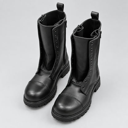Bottes motardes homme noires à lacets et zip latéral