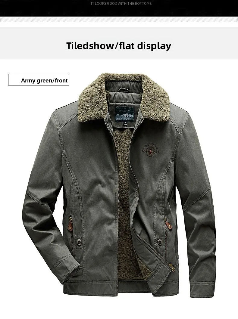 Autumn Winter Men's Cotton Thick Warm Fleece Jackets Stand Collar Fleece Lined Outdoor Workwear Warm Casual Style New Arrival BLACKBEARD OUTDOOR INDUSTRIES