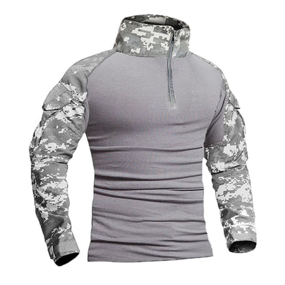 T-Shirt Tactique Militaire Manches Longues – Camouflage CP, Coton DRYTEC, Homme