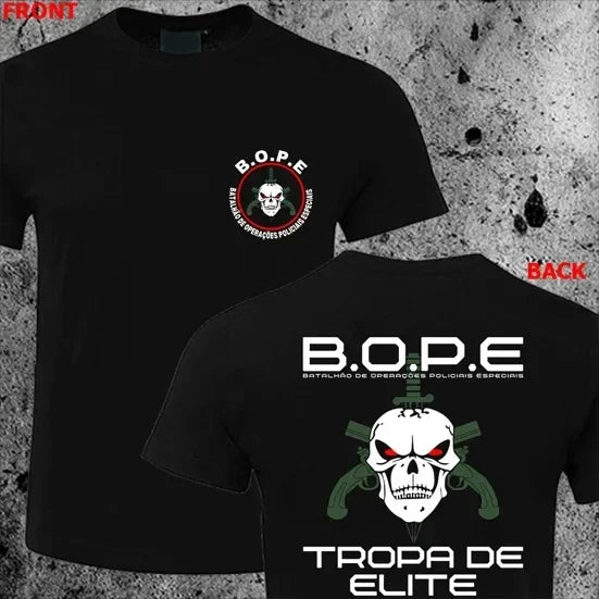 T-Shirt Homme Été Cool BOPE Tropa De Elite – T-Shirt à Manches Courtes Casual O-Neck, Taille Large, Troupe d’Élite du Brésil BLACKBEARD OUTDOOR INDUSTRIES