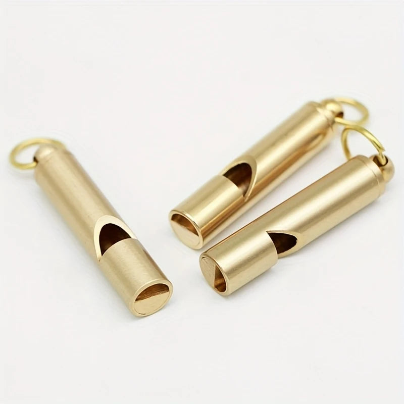 Mini sifflet de survie porte-clés en laiton | Outdoor