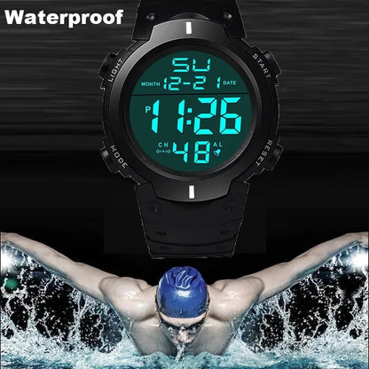 Montre Sport LED Digitale Homme – Multifonction, Résistante à l'Eau 3 Bar, Bracelet Silicone, Alarme & Chronomètre