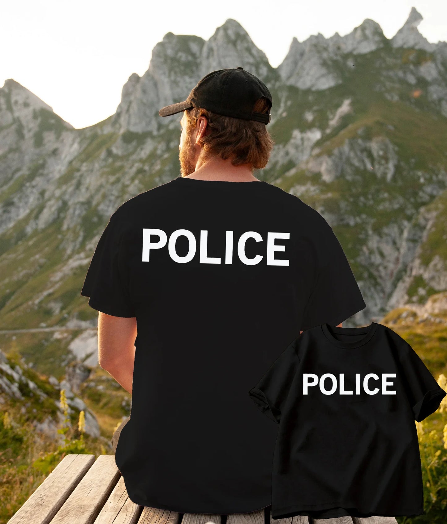 T-Shirt Police Homme Manches Courtes – Col Rond Imprimé Tactique