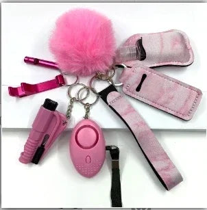 Kit Porte-Clés Défense Personnelle Femme – Alarme Sonore, Bouteille de Voyage, 20 Coloris