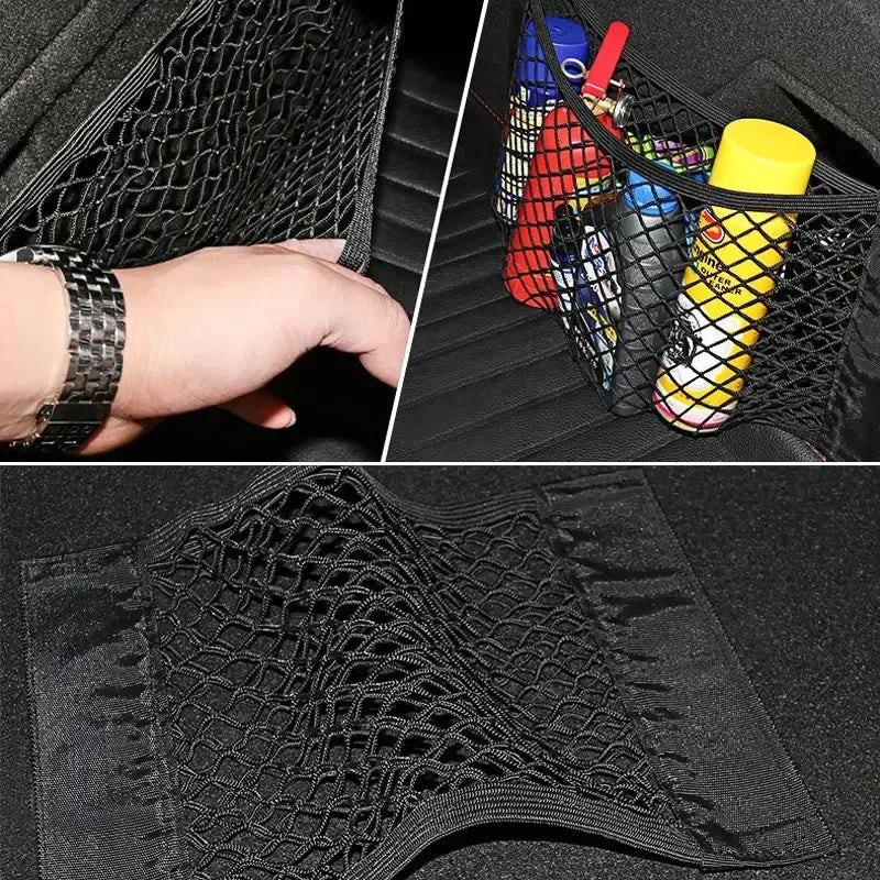 Filet de Rangement Universel Double Maille pour Coffre de Voiture – Anti-Glisse, Fixation Extincteur, Organisation Multi-Usage - BLACKBEARD OUTDOOR INDUSTRIES