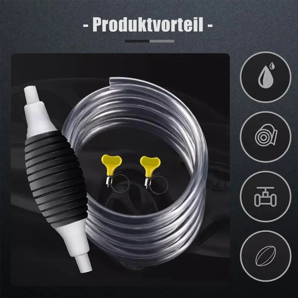 Pompe Manuelle de Transfert Multifonction – Pompe à Carburant, Huile, Eau, Diesel, Nettoyeur Liquide avec Colliers Métalliques Antifuite - BLACKBEARD OUTDOOR INDUSTRIES