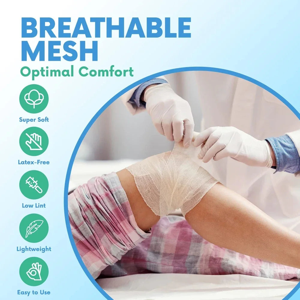 Bandages de Gaze Respirants - 4 Rouleaux - Fournitures de Premiers Secours Premium pour Aventuriers - Flexible - Bande de Pansement pour Soins des Plaies BLACKBEARD OUTDOOR INDUSTRIES