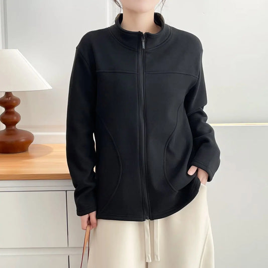 Veste Polaire Femme Grande Taille 1XL-4XL – Zip Intégral, Col Montant, Coupe 3D, Automne Hiver