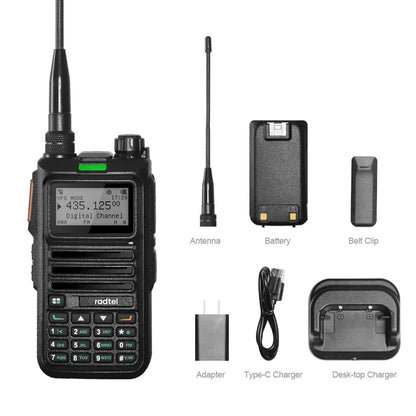 Radio Talkie-Walkie Numérique Radtel RT-4D – DMR/Analogique Dual Mode, IP68, 1024 Canaux, Portée 5 km, VHF/UHF, Chiffrement AES-256