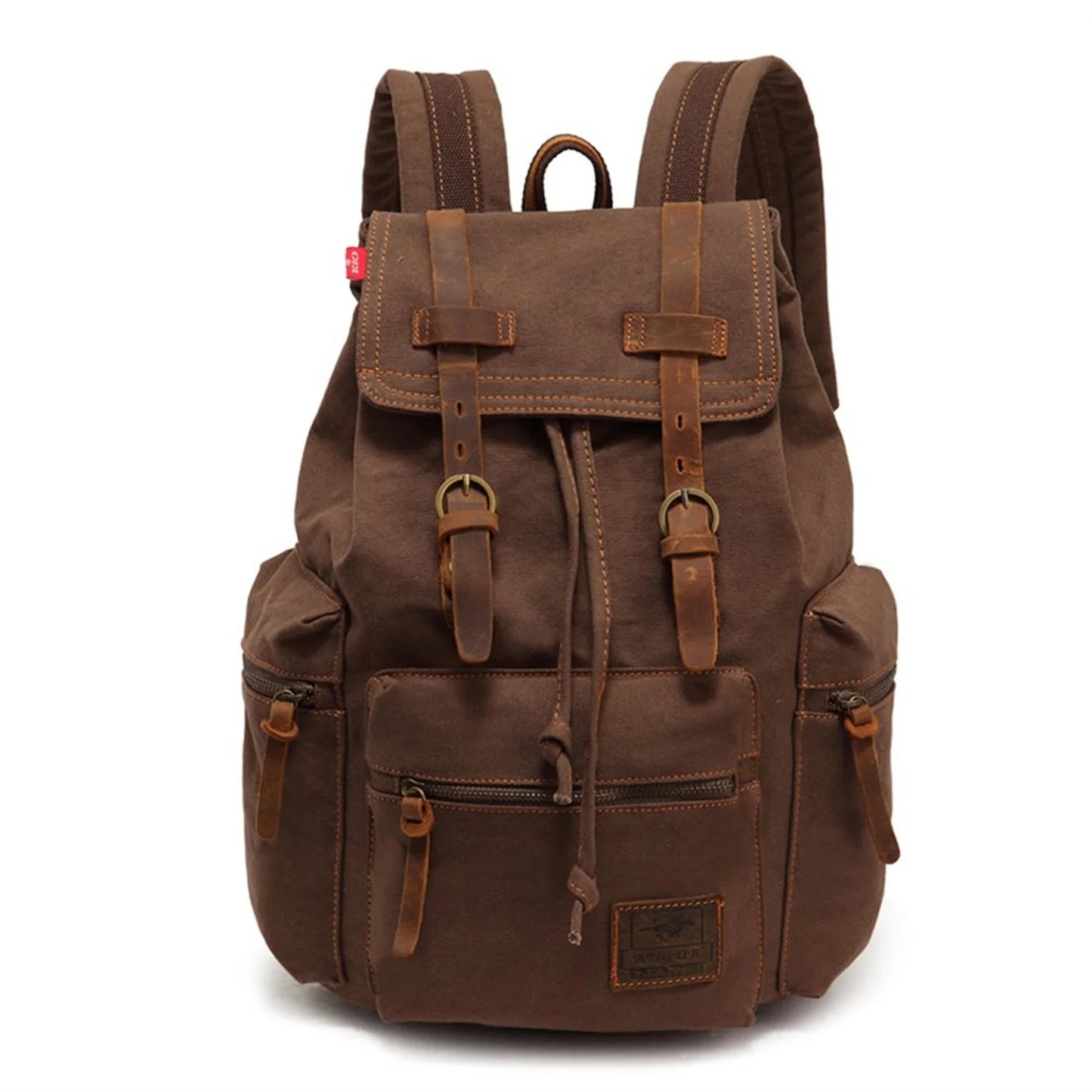 Sac à Dos Toile & Cuir Véritable Homme – Style Rétro Vintage, Compatible Laptop 14"