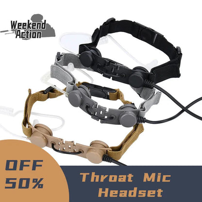 Microphone Laryngophone Tactique WADSN pour Radio Kenwood, BaoFeng UV-5R, UV-5X, UV-82 avec PTT U94 BLACKBEARD OUTDOOR INDUSTRIES