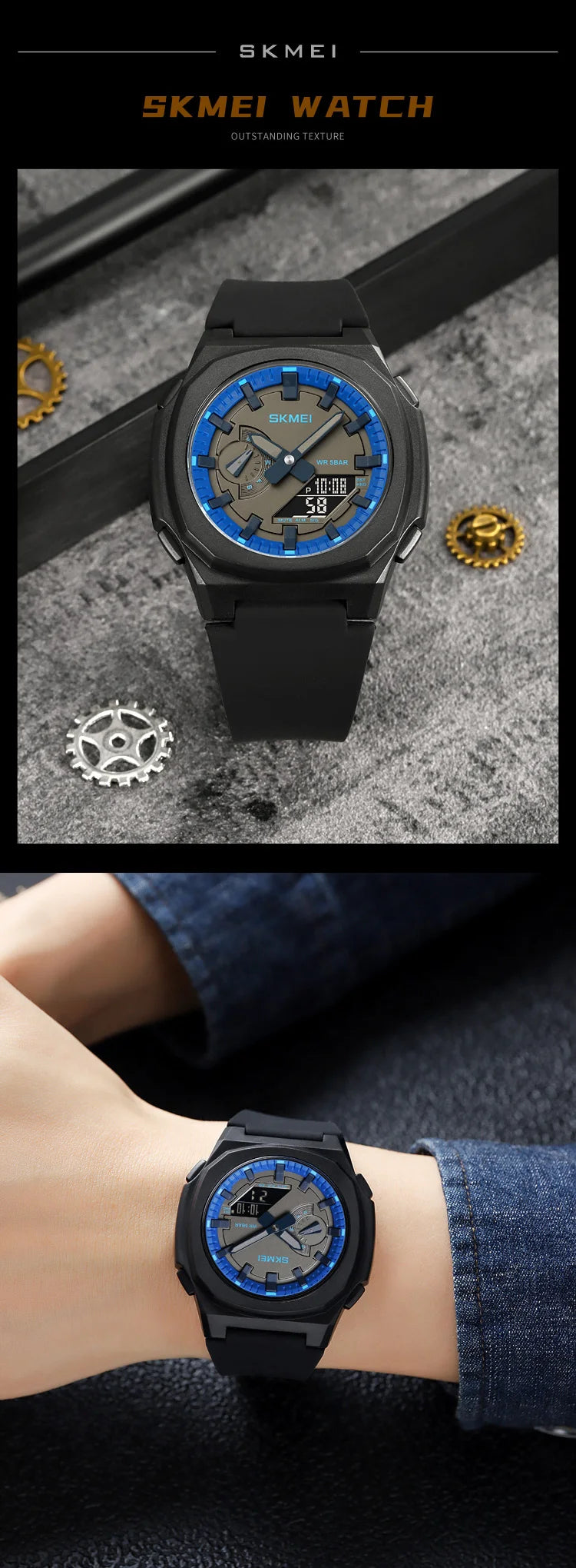 Montre de Sport SKMEI 2091 pour Homme – Montre Numérique Militaire Résistante à l'Eau avec Fonction Compte à Rebours et Date - BLACKBEARD OUTDOOR INDUSTRIES