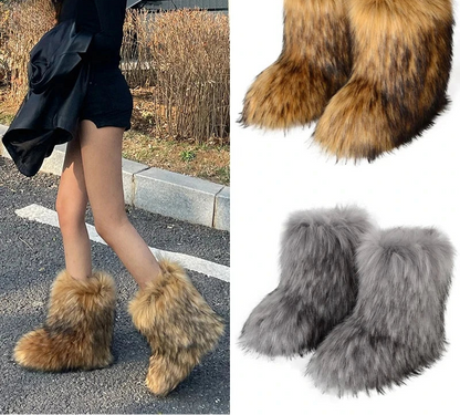 Bottes d’hiver femme fourrées en fausse fourrure