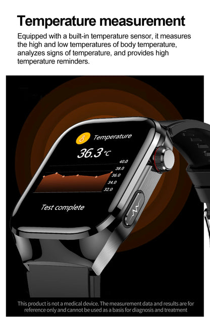 Montre Connectée Homme 2025 – Suivi Santé Avancé ECG+PPG – Surveillance Acide Urique & Lipides – Appels Bluetooth – Écran 2.04” AMOLED – Pour Android & iOS - BLACKBEARD OUTDOOR INDUSTRIES