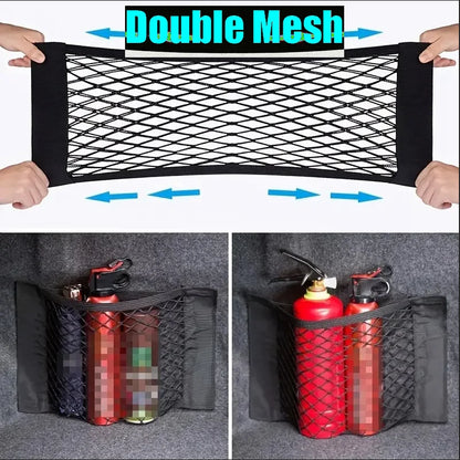 Filet de Rangement Universel Double Maille pour Coffre de Voiture – Anti-Glisse, Fixation Extincteur, Organisation Multi-Usage - BLACKBEARD OUTDOOR INDUSTRIES