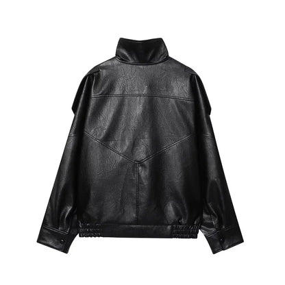 Perfecto Simili-Cuir Femme Oversize – Col Reversé, Fermeture Zip, Style Biker Streetwear Automne/Hiver - BLACKBEARD OUTDOOR INDUSTRIES