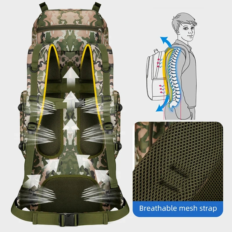 Sac à Dos Tactique 90L Imperméable – Alpinisme, Camping, Randonnée, Grande Capacité